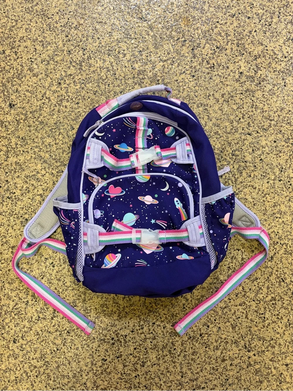 Pottery Barn Kids Space Backpack with Rainbow Straps